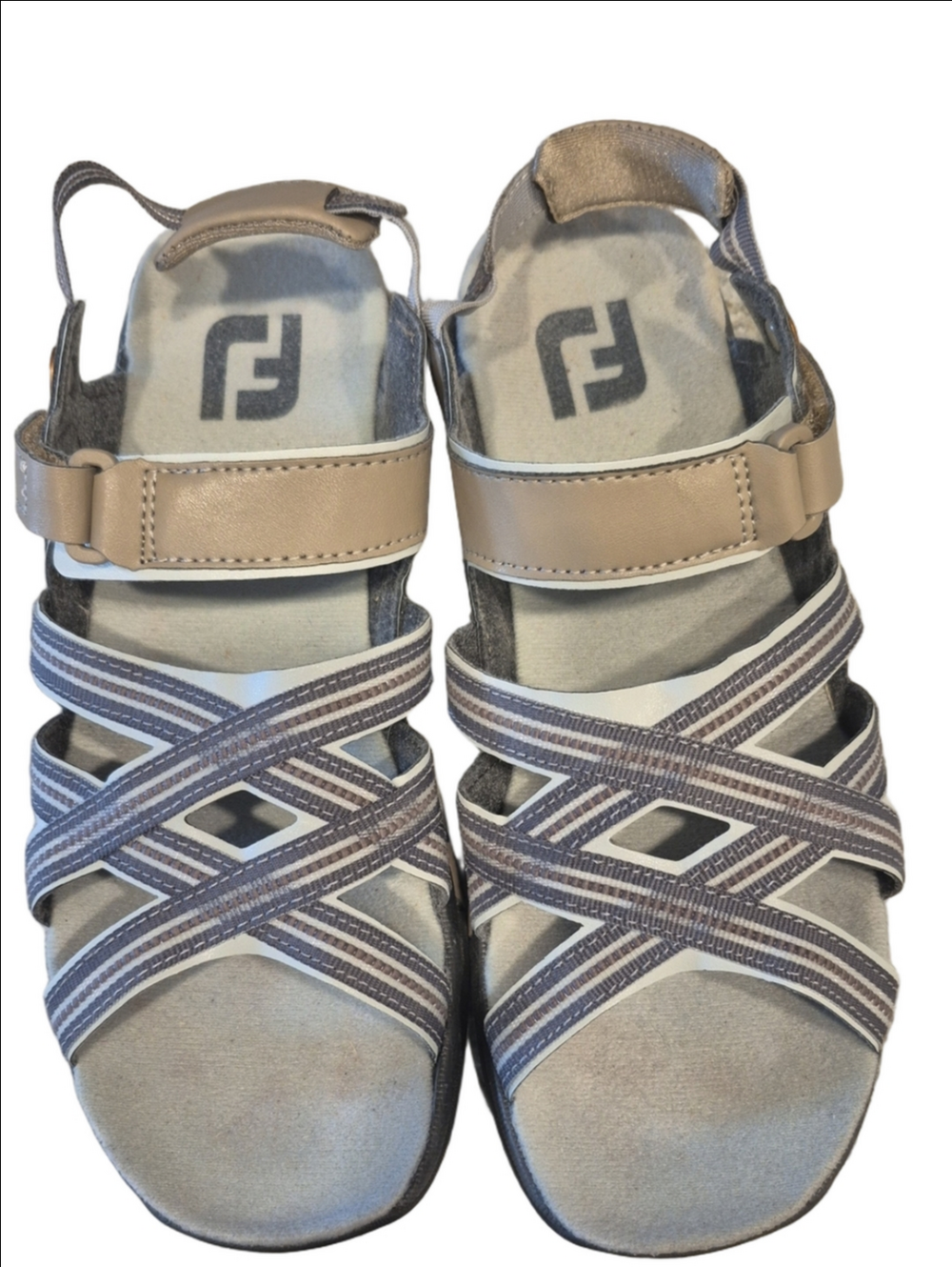 Footjoy Golf Sandals Style 48446 In Tan And Light Grey